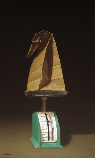 Josep-Enric Balaguer: Paper bag on food scale, 2011 - 55 x 33 cm